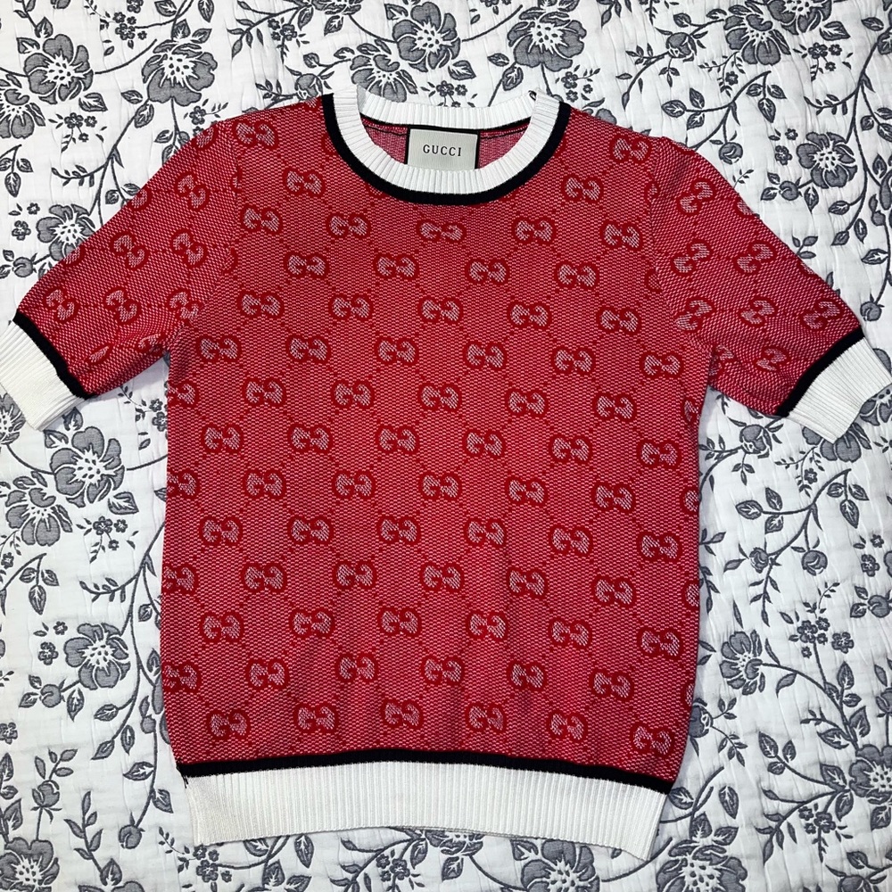 Preloved Gucci Red Wool Knit Sweater One Size Short Sleeve Top